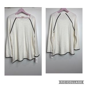 Style & Co 1X cream sweater with black trim